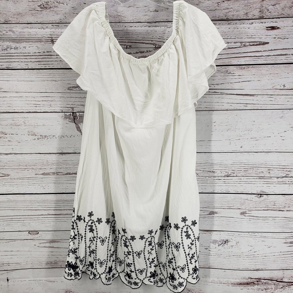 Old Navy Cream White Linenblend Embroidered Off Shoulder Dress Size XL